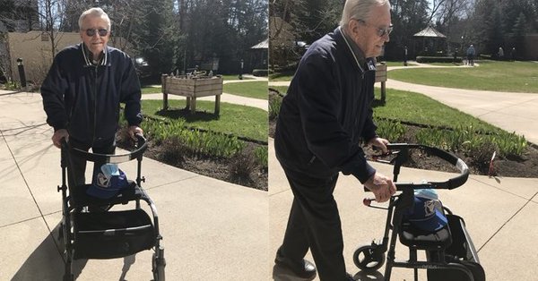 99-летний ветеран войны, рожденный в России, занимается благотворительностью, гуляя в саду